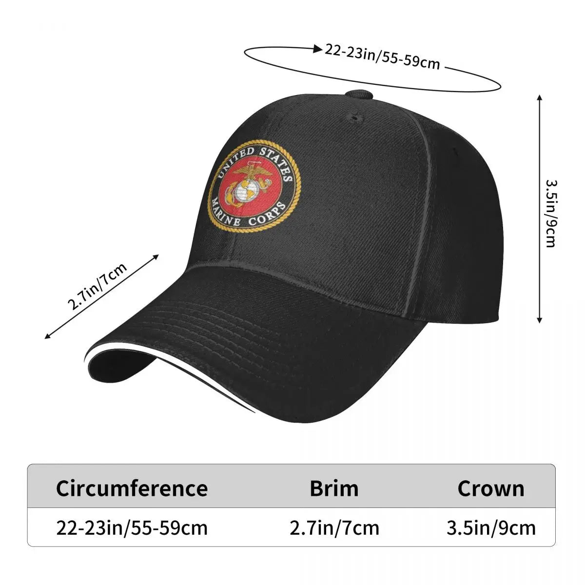 USMC Hat With Brim Stripe