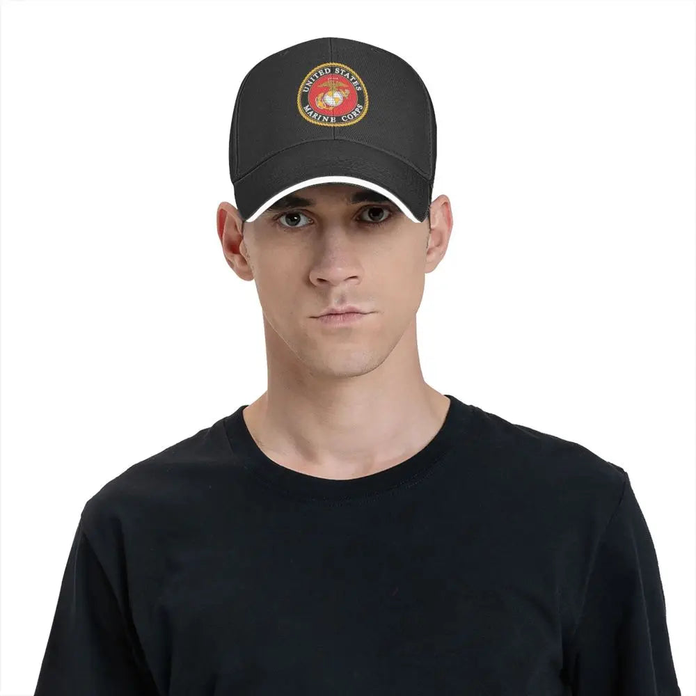 USMC Hat With Brim Stripe