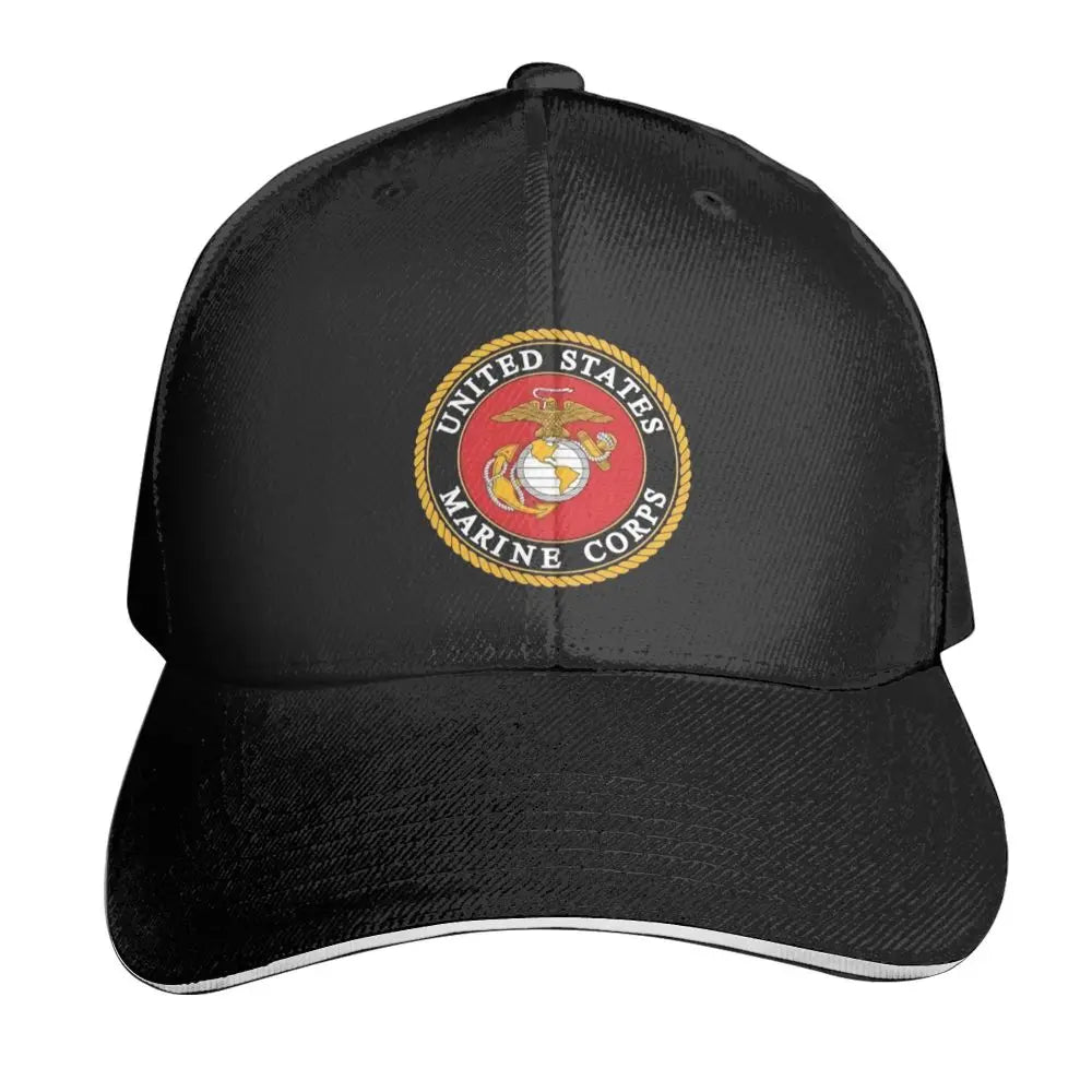 USMC Hat With Brim Stripe